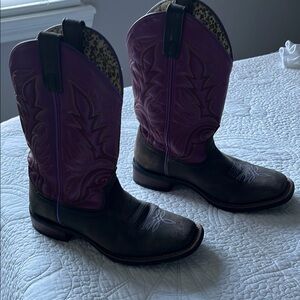 Laredo Purple and Brown Western Cowboy Boots